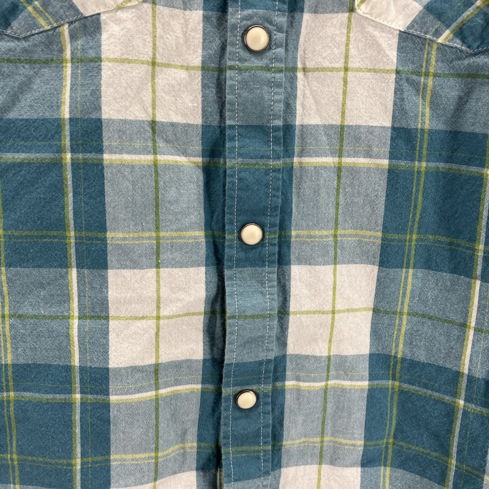 Ariat Harry Retro Fit Short Sleeve Pearl Snap Plaid Shirt Mens Size Large Blue - Picture 7 of 10